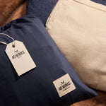 40 Winks navy and cream storage bags made from durable cotton, perfect for organization.